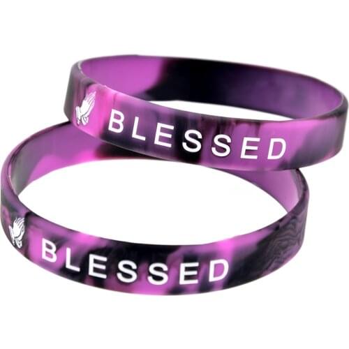 1PC Blessed Silicone Bracelet Mix Color Debossed Logo Adult Size