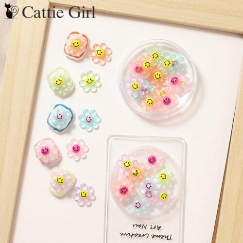 10pcs Clear Sun Flower 3D Candy Sunflower Nail Japanese Manicure Nail Decoration Macaron Two Colors Chian Nail Art DIY Salon