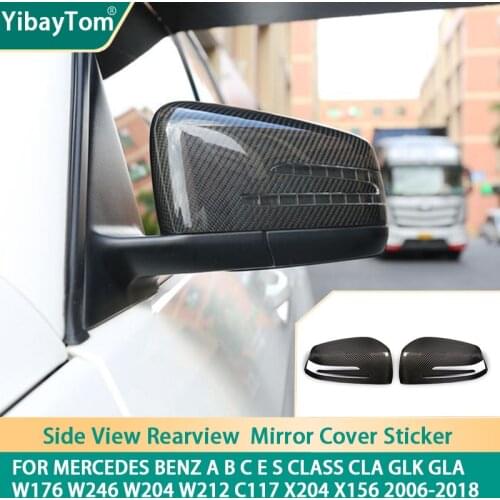2pcs Real Carbon Fibier Side Mirror Cover Caps Sticker for Mercedes Benz W176 W246 W204 W212 W221 C117 X204 X156 accessories