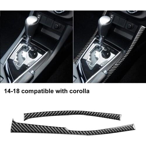Anti-peel 2Pcs Universal Gear Shift Border Interior Sticker Trim Carbon Fiber Panel Side Cover Compact