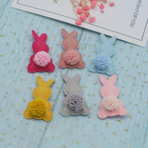 24pcs/lot 2.8*5cm Felt Rabbit Pads Patches Appliques for Craft Clothes Sewing Supplies DIY Hair Clip Accessories