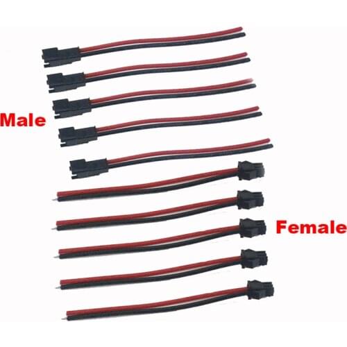 5Pairs/10pcs 10cm 12cm 15cm Long JST SM 2Pins Plug Male to Female Male Wire Connector Cable Pigtail Plug for Led Strips Lights