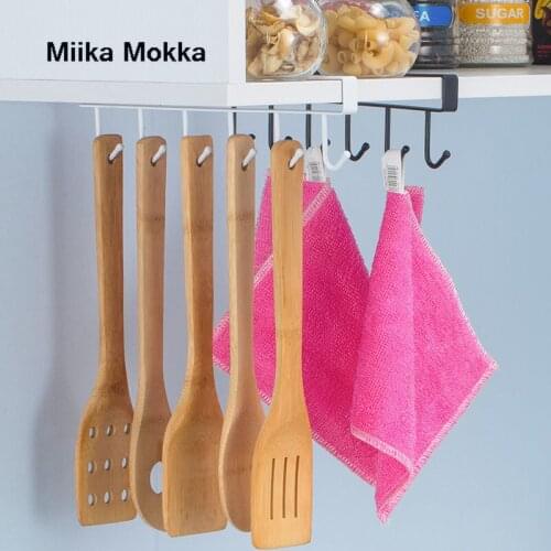 6 Hooks Cup Holder Hang Multifunctional Kitchen Cabinet Shelf Metal Storage Rack Organiser Rack Kitchen Hook Tools