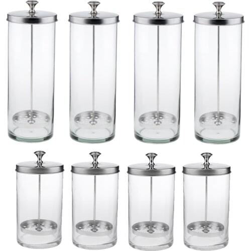 8x Clear Sanitizer Disinfectant Glass Jar for Hair Styling Tools Sanitizing