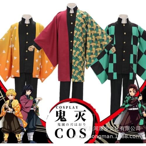 Anime!Demon Slayer:Kimetsu no Yaiba Kamado Tanjirou Agatsuma Zenitsu Tomioka Giyuu Kamado Nezuko Kimono Uniforms Cosplay Costume