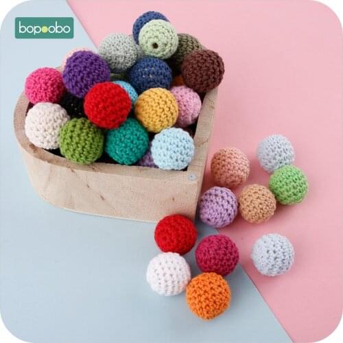Bopoobo 20PC 16MM Colorful Crochet Beads High Quality Baby Nursing Accessories Safe And Natural Non-toxic DIY Crafts