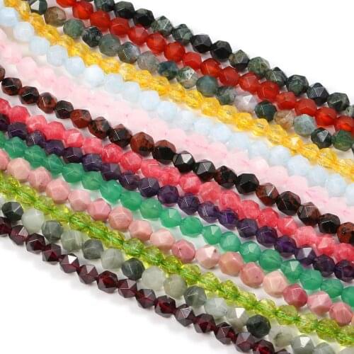 Natural Stone Agates Crystal Beads Faceted Amethysts Loose Spacer Beads For Jewelry Making DIY Bracelet Necklace Size 6/8/10mm