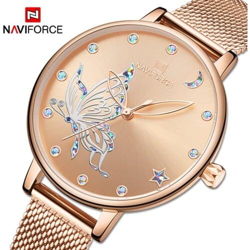 2021 NAVIFORCE Top Brand Luxury Women’s Watches Fashion Business Waterproof Stainless Steel Calendar Quartz Clock Ladies Watches
