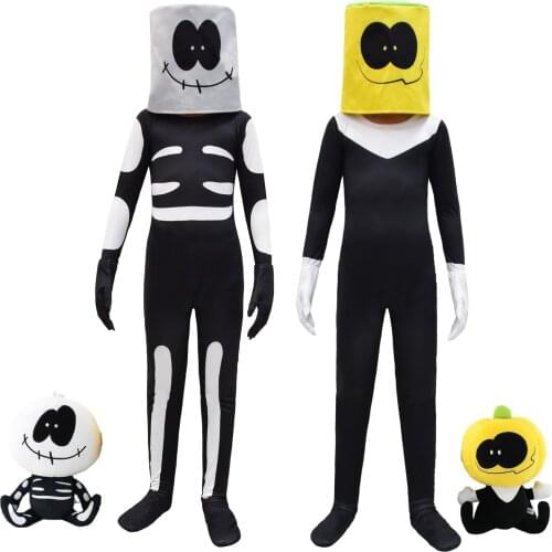 Anime Friday Night Funkin Spooky Month Skid Pump Cosplay Costume Kids Boys Halloween Party Jumpsuit Mask Skeleton Skull Clothes