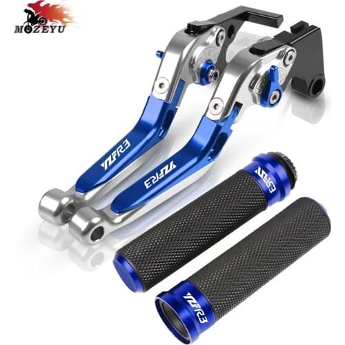 For YAMAHA YZF R3 YZF-R3 2015-2020 2019 2018 2017 2016 CNC Adjustable Motorcycle Brake Clutch Lever and Handle Grips YZFR3 yzfr3