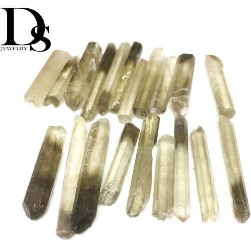 DS 10pcs/lot Natural Smoky Quartz Crystal Point Wand Lemurian Seed Crystal~Wicca,Chakra Reiki Healing,Awakens and Stimulates