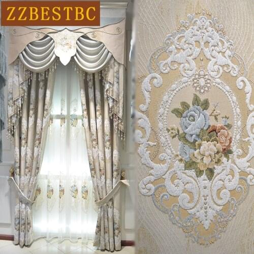 European top luxury royal 3D jacquard blackout curtains for living room high quality elegant curtains for bedroom