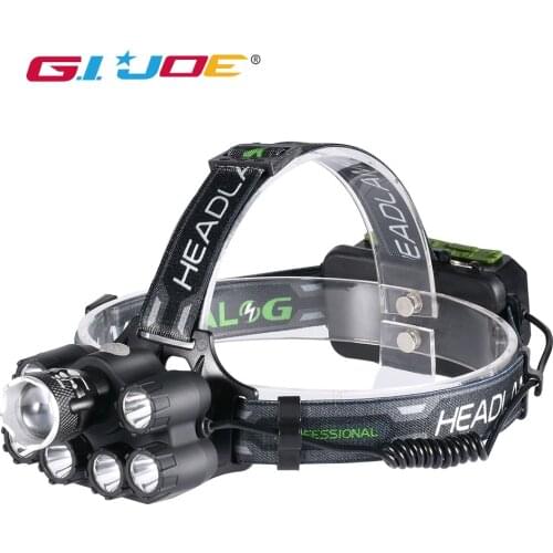 GIJOE bluetooth led headlamp zoomable music headlight waterproof 2*18650 battery usb rechargeable 6 modes lamp outdoor 3000LM