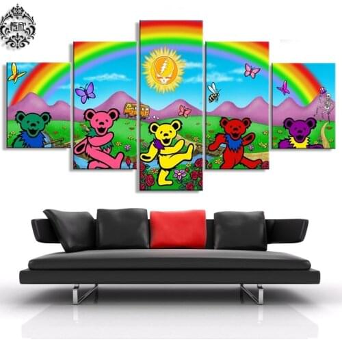 Canvas Printed Painting 5 Pieces Grateful Dead Wall Art Poster Home Decor For Living Room Modern Artwork Pictures Cuadros Frame