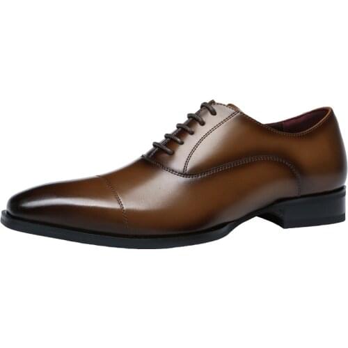 2021Mens Dress Shoes Oxfords Style Genuine Leather Low Heel Rubber Spring Fall Europe and America Popular Gentry Three splice