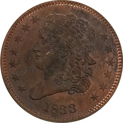 1833 United States Half Cent Classic Head Red Copper collectibles Copy Coin