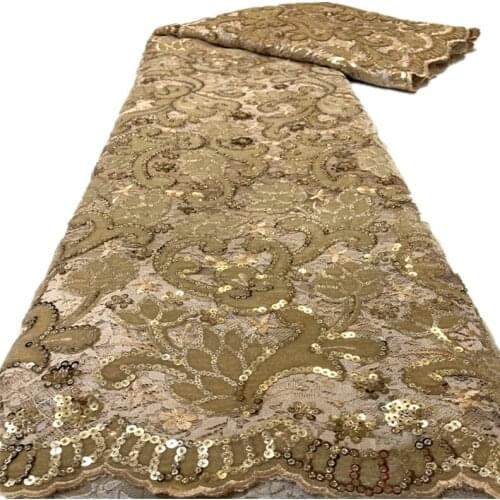 Sequins Lace Bridal Wedding Dress 2021 Latest African Sequins Lace Fabric High Quality Nigerian Mesh Lace 5 yards FJ-225