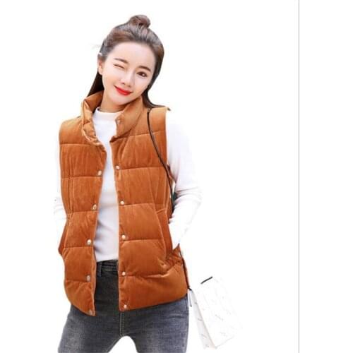 Fashion Pleuche Autumn Winter Women Short Vest 2018 Single Breasted Down Cotton Waistcoat Female Plus Size 3XL Slim Vest TopQ514