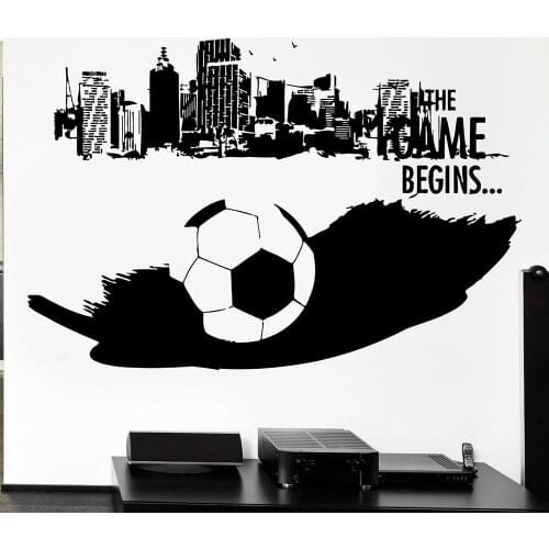 Game Begins Wall Sticker Soccer Ball City Window Decals Football Home Bedroom Art Mural For Kids Decal Wall Vinyl Sticker M108