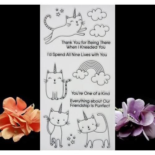 Unicorn Cat NEW Transparent Clear Silicone Stamps For DIY Scrapbooking/Sentiment Rubber Stamp Photo Album Decorative Card Making