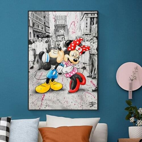 Disney Poster Century Kiss Graffiti Art Painting Street Pop Art DIY Diamond Painting Mickey Minnie Mouse Pictures Kid Room Decor