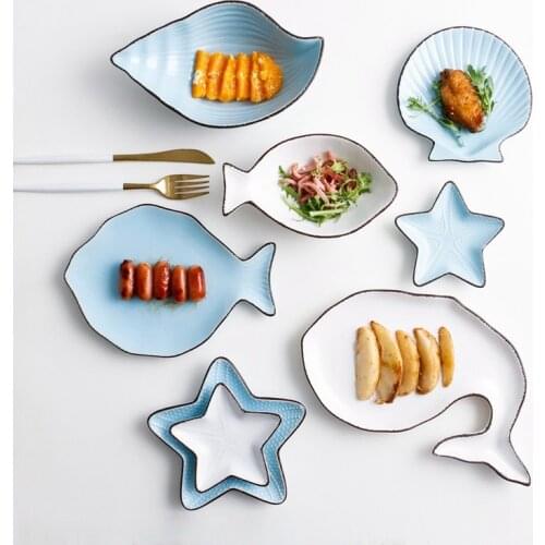 Marine Life Tableware Japanese Creative Breakfast Plate Bowl Sauce Dish Small Plate Ocean Series