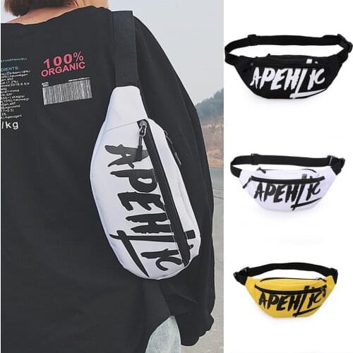 Waist Pack Letter Print "apehlic"unisex Hip Hip Outdoor Chest Bag Zipper Messenger Bag Sport Waist Bag Fanny Pack Men Women
