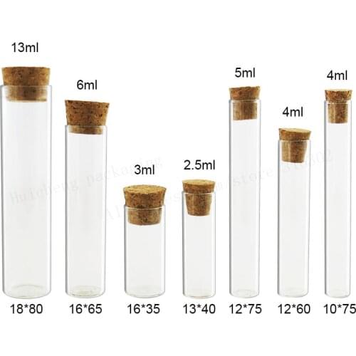 500 X 2.5ML 3ML 4ML 5ML 6ML 13ML Clear Glass Test Tube With Cork Stoppers Laboratory School Educational Supplies