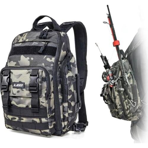 Fishing Tackle Backpack Large Capacity Waterproof Fishing Gear Storage Bag Multifunctional Outdoor Fishing Backpack Sling Bag