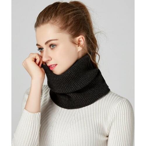 Sparsil Women Cashmere Knit Ring Scarves 42cm Neck Warmer Solid Color Elastic Comfort False Collar Female Winter One Loop Scarf