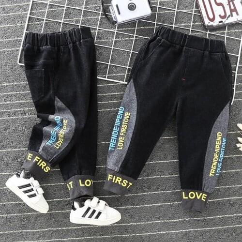 Baby boys pants 2-7 years old long trousers Korean spring and autumn kids jeans trousers toddler boy pants Printed letters