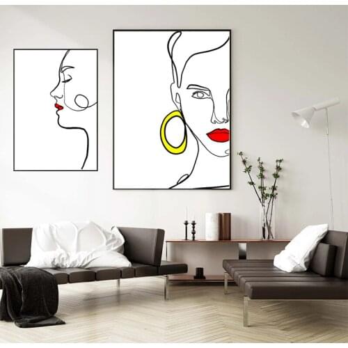 Modern Abstract Canvas Painting Fashion Style Red Lips Woman Wall Art Picture Minimalist Poster Living Room Home Decoration