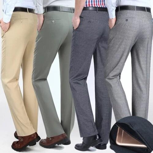 2019 Summer Thin Mens trousers Stretch Black trousers Business Sense Suits Mens Suit pants more size 29-42 44