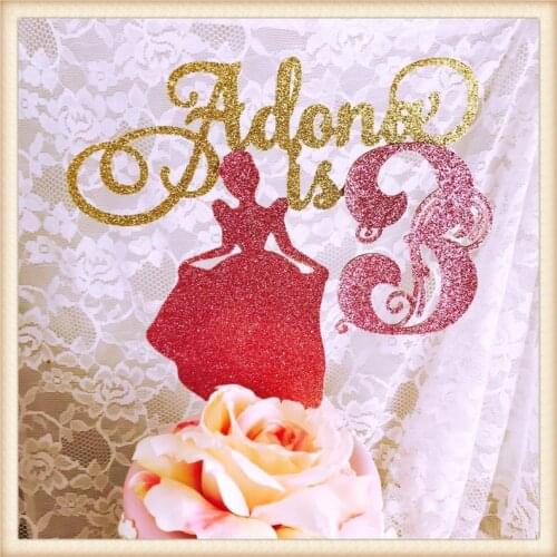 Personalize Princess Party Centerpiece pick fairytale birthday party cake toppers baby shower toppers