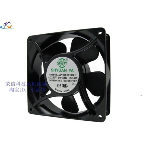 SHYUAN YA 2V12C38TBT-1 AC 230V 16W 120x120x38mm Server Cooling Fan
