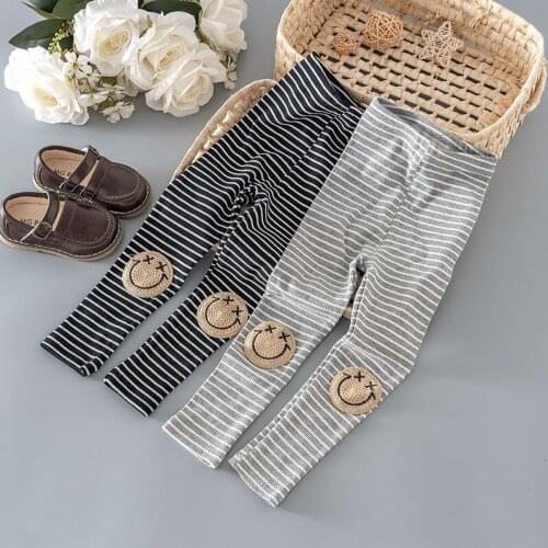Spring girls baby clothes kids outfits striped high waist leggings trousers for girls clothes fashion design cartoon leggings