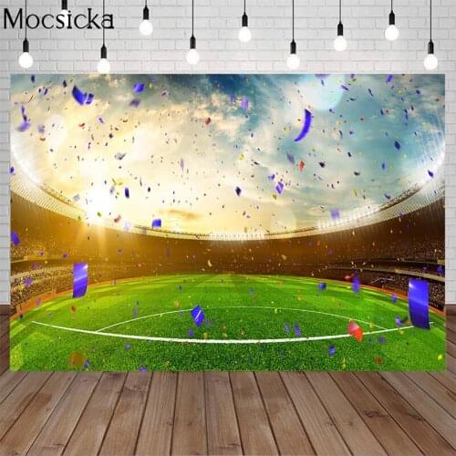 Vinyl Photography Background Football Field Soccer Celebration Party Time Champion Children Backgrounds for Photo Studio