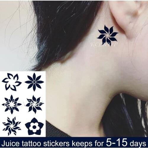 Waterproof Temporary Juice Ink Tattoo Sticker Flower Leaf Pattern Personality Fruit Gel Long Lasting Art for Men Women