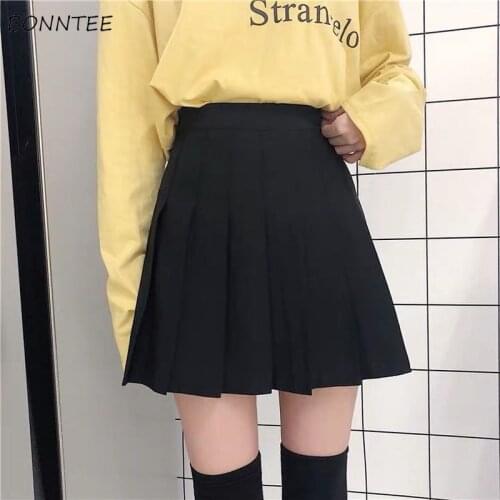 Fashion Skirts Women Preppy Style Oversize Solid High Waist Chic Student Pleated Harajuku Summer Girls Dance Cute All-match Chic