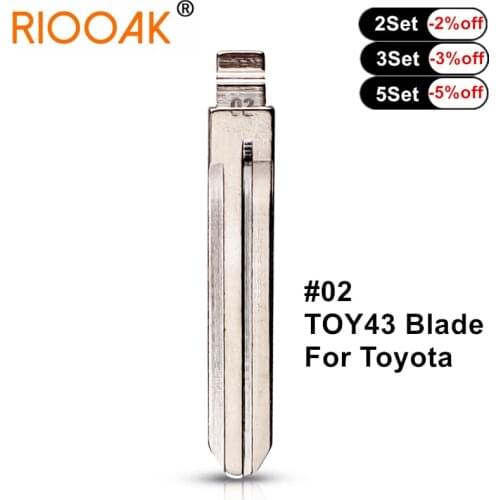 10pcs #02 NO.02 TOY43 Blank KD Replacement Car Key Blade For Toyota Corolla Crown Camry Highlander Corolla Vios Fukuda Auman