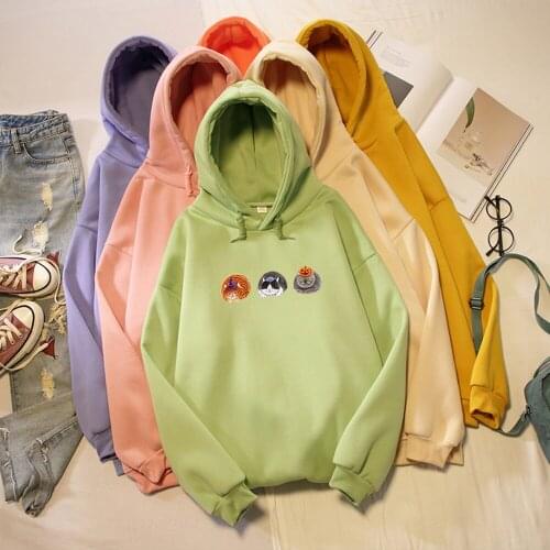 Cute Three Cats Print Sweatshirt Women 2019 Winter Long Sleeve Ladies Hoodies Oversized Casual Female Pullover Sudadera Mujer