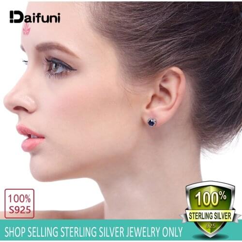 1Pair 925 Sterling Silver Luxury Fashion 5/6/7/8MM Four Claws Zircon Stud Earrings For Daily Wear Silver Earrings Women Men Gift