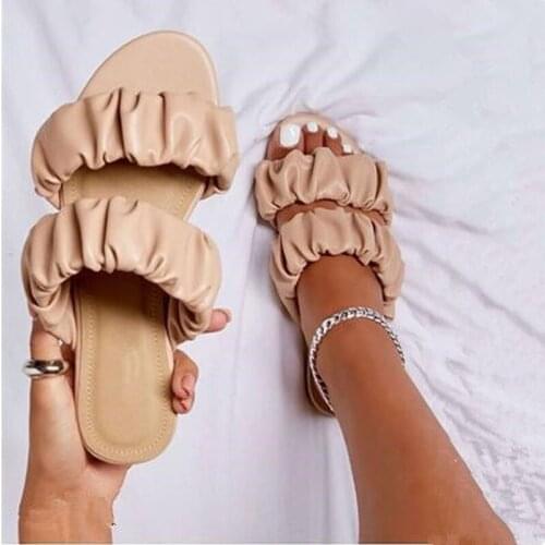 2021 Hot Sale Flat Women Slippers Beautiful Summer Womens Slippers Fold Fashion Sandals Outdoor Shoes Slippers Zapatos De Mujer