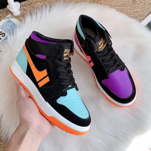 Women Fashion Thick Bottom Shoes High-Top Flats Platform Girls Breathable Antislip Sneakers Zapatos De Mujer Tenis Zapatillas