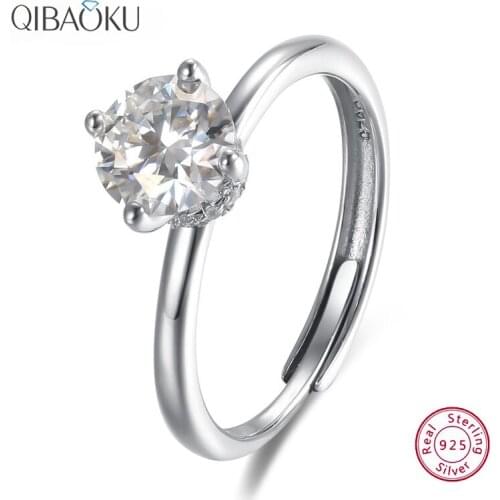 925 Sterling Silver Ring Moissanite Open Adjustable Finger Rings for Women Fine Jewelry Engagement Wedding Rings