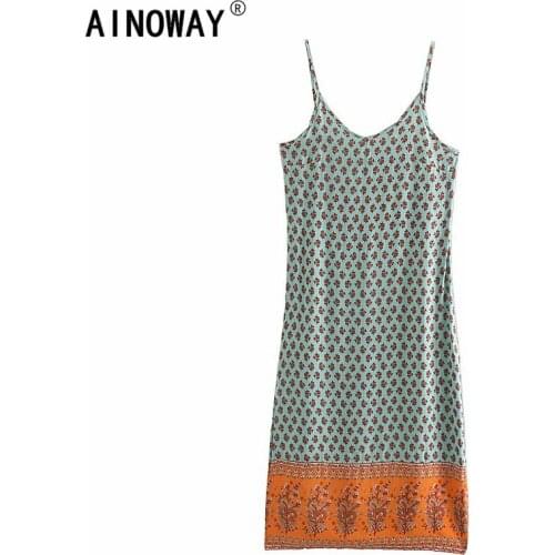 Vintage chic happie women floral print sleeveless beach Bohemian dress Ladies Summer rayon Split Boho maxi dress vestidos