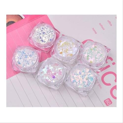 1 Box Japanese Nail Art Colorful Sequins Super Glitter Mixed Flakes Sparkly 3D Polish Nail Decorations Accessories T1770