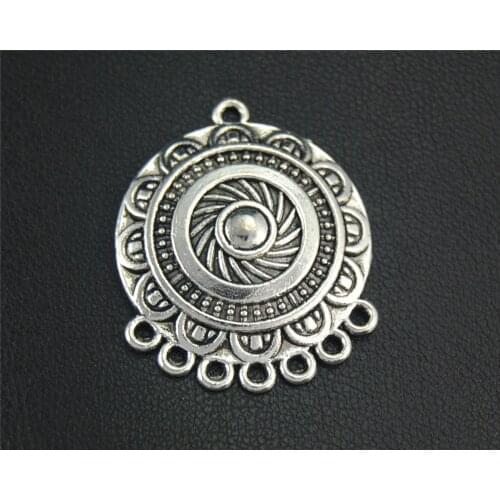 10pcs Silver Color Round Chandelier Charm Handmade Earrings Necklace Jewelry Findings 31x25mm A1847
