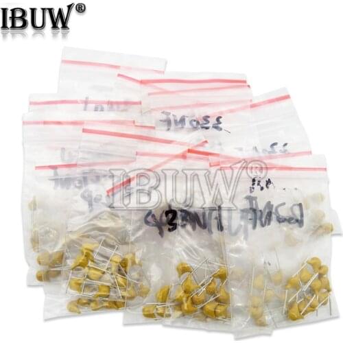 18ValuesX10PCS=180PCS Mono Monolithic Capacitors ,Monolithic Ceramic Capacitor Assortment Kit 20PF-105(1UF) 50V