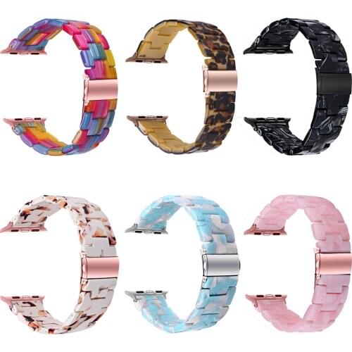 2021 Fashion Resin Strap For Apple Watch Series 5 4 3 2 1 Luxury Strap Casual Men Women Smart Watch Replacement Wrist Band